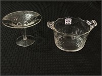 Lot of 2 Matching Design Etched Glass Pieces