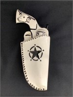 Vintage “Gun in Holster” Ceramic Wall Pocket, 9”T