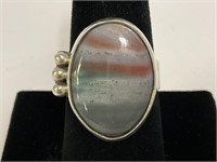 Sterling Oval Stone Ring 10.6gr TW Sz 9