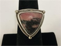 Sterling Triangle Stone Ring 7.6gr TW Sz 6.5