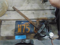 TABLE SAW MITER GUAGE, HACK SAW, & LICENSE PLATE