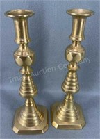 Nice 12in Brass Push Up Candle Sticks