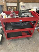 ROLLING SHOP CART, BATTERY CHARGER, AIR SANDERS