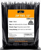 $30 ALBO Zip Ties Black 12 Inch 1000 Pack