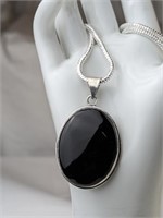 925 BLACK ONYX PENDANT NECKLACE