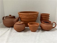 9 Piece Set Of Clay Pots/Decor
