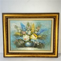Beautiful Floral Framed Painting Signed Goldberg