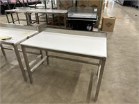 48x26 INCH SS WORK TABLE WITH POLY BOARD TOP +