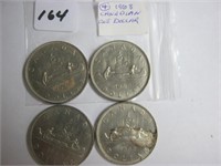 4  Canadian 1968 One Dollar Coins
