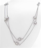 14K White Gold 36" Long Diamond Necklace