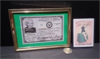 Marilyn Monroe Collectibles Incl Framed ID Copy
