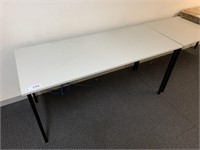 2 White Timber Top 1.5m Office Tables