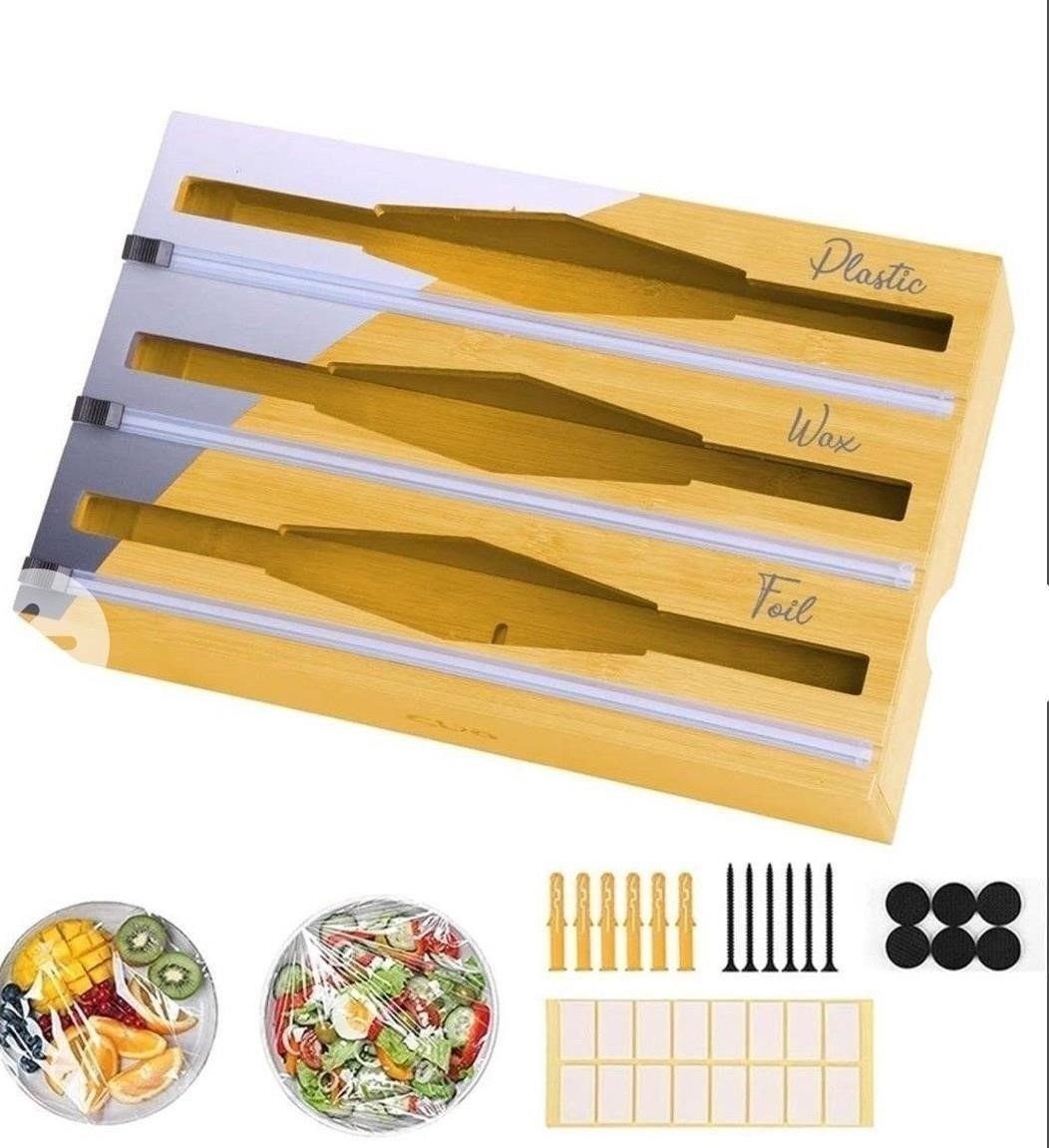 $54 3 in 1 Foil and Plastic Wrap Organizer