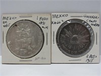 Mexico 2 Silver Peso Coins