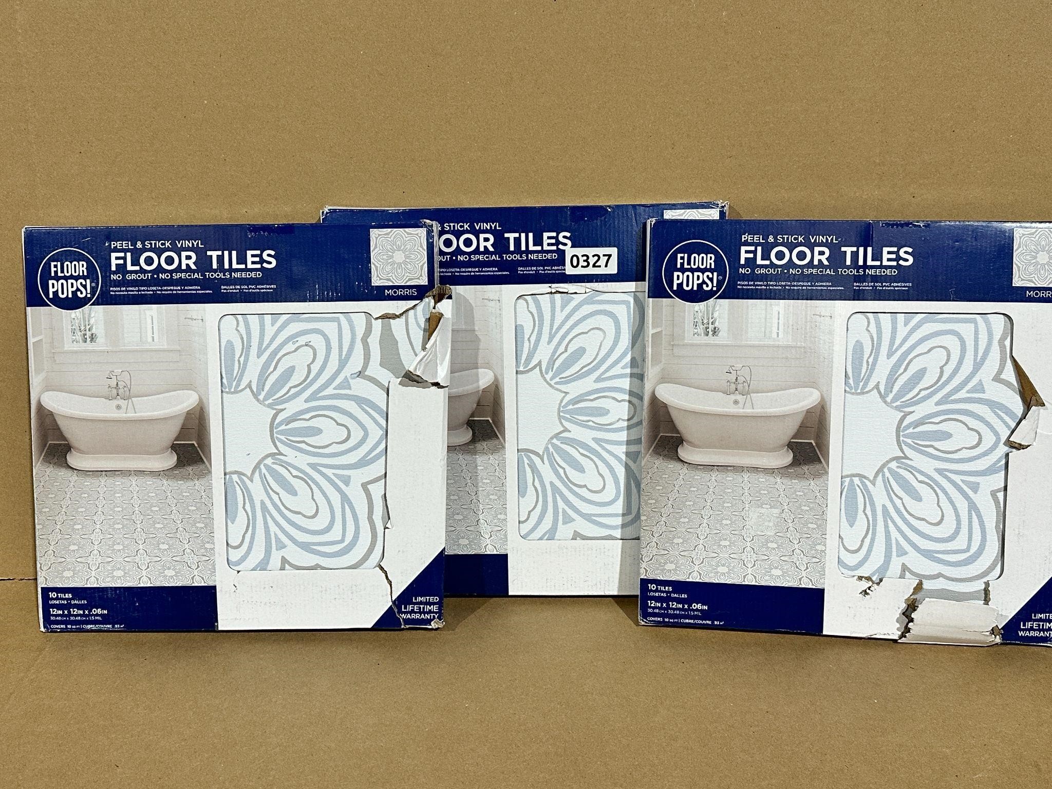 Three boxes NEW peel & stick floor tiles 30sq ft