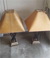 (2) Metal Lamps with Shades