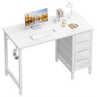 Lufeiya Small White Desk with Drawers - 40 Inch K