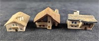 3 Vintage Hand Made Pottery Little Houses