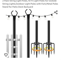 Pack String Light Poles,10 Ft Light Poles for
