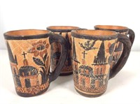 (4) Mexican Pottery Mugs