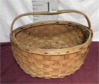 Antique Hand Hewn Handled Oak Basket