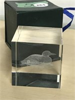 Square Crystal Etched Loon in Box