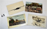 Asst. postcards with tractor, farming, saw mill