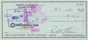 Bobby Thomson signed check