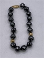 14K GOLD CLASP & BEADS WITH HEMATITE BRACELET