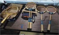 SET OF 4 VINTAGE BADMINTON RAQUETS