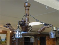 French Breton Figural Oak Chandelier.