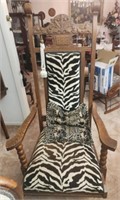 Large antique upholstered chair Zebra Pattern