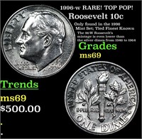 1996-w Roosevelt Dime RARE! TOP POP! 10c Grades ms