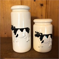(2) Ceramic Cow Canisters