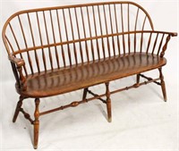 Windsor back triple wooden bench