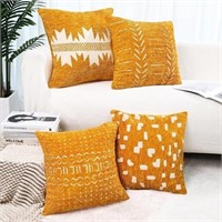 Throw Pillow Covers, Set of 4 x 2pk, Yellow