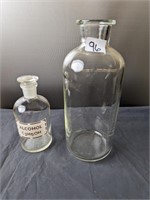 2 Piece Bottle Lot-Large Apothecary Bottle &