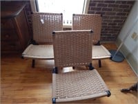 3 woven chairs