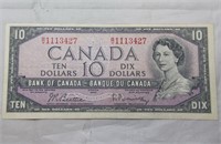 Canada $10 Banknote 1954 BC-40b Beattie - Rasminsk