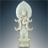 Finely Carved Chinese Guan Yin Jade Sculpture