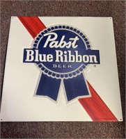 Pabst Blue Ribbon beer metal sign 17"x17”