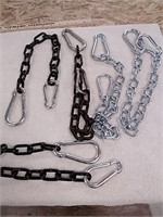 Group of carabiners with chain