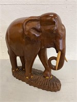 16" Tall Hand Carved Wood Elephant