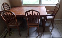 Solid Wood Mid Century Table & 4 Chairs