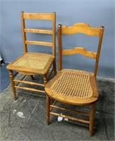 Pair of Vintage Cane Bottom Chairs