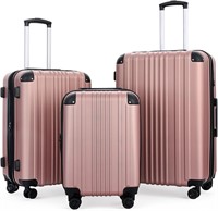 Luggage 3 pcs with Spinner Wheels, Rose Gold