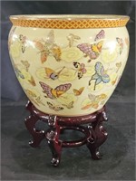 Modern Imperial Butterflies Fish Bowl w/Stand