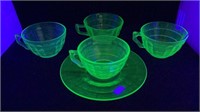 Lot of four antique uranium cups and one