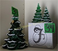 3 Pc Green Fenton Christmas Trees Art Glass