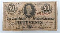 1863 50-CENT CONFEDERATE STATES OF AMERICA